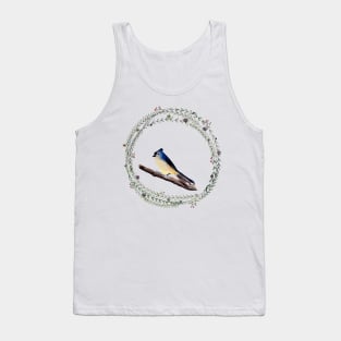 Tufted Titmouse with whimsical wreath Tank Top